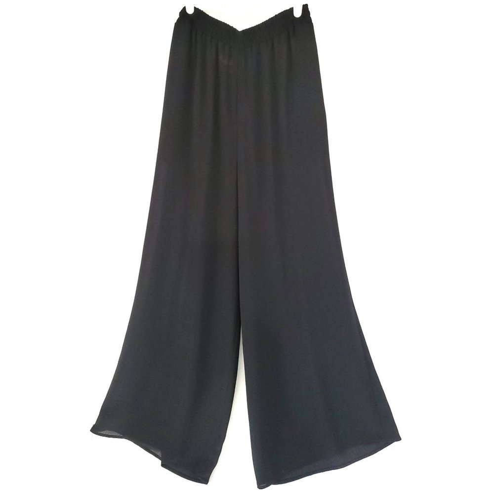 Sheer Wide Leg Pants Black Wheaton & Katz Ltd Boutique Capri Stretchy M